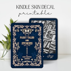 Vintage hardcover verhalenboek Kindle Skin-inzetstuk | Digitale png-download | Retro-boekomslagontwerp voor Kindle Paperwhite | E-readeraccessoire