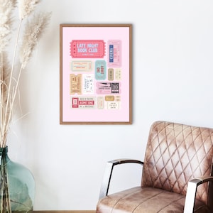 Kino Kinokarten Wand Kunst Rosa - Bookish Movie Girl Ästhetisches Dekor | Filmposter für Filmliebhaber
