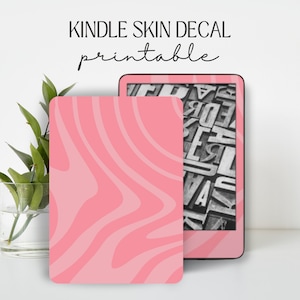 Inzetstuk met sticker met sticker voor Kindle Skin Pink Swirl Groovy Design | DIGITALE DOWNLOAD PNG