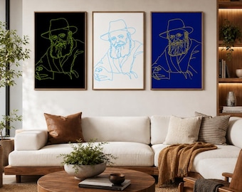Lubawitscher Rebbe Wandbild, Moderner Chabad Kunstdruck, (Digitaler Download)
