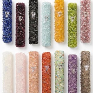 Handmade Crystal Mezuzah Case: Healing Gemstone Judaica, Jewish Home Blessing