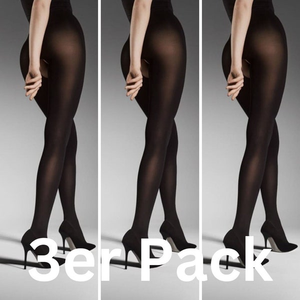 Pack of 3 Ouvvert 80DEN tights S-2XL ladies nylons crotch open black nude sheer tights