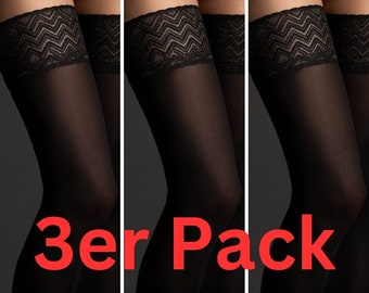 3er Pack 60DEN Halterlose Strümpfe S-L Nylons Damenstrümpfe Nylonstrümpfe 36-46 Ester