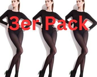 3er Pack Mikrofaser Strumpfhose 40DEN S-XXL Feinstrumpfhose Paula Schwarz Blau Grau Mocca Tan Nylons