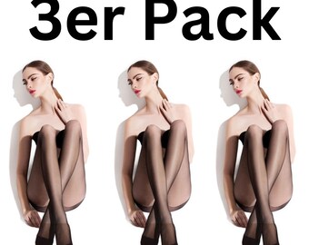 3er Pack Strumpfhose 15DEN S-XXL Nylons Damen Feinstrumpfhose Schwarz Grau Weiß Natural Cappuccino Sava