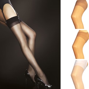 Strapsstrümpfe 20DEN S-3XL Justine Strapse Strümpfe Nylons Damenstrümpfe Schwarz, Tan, Weiß, Light Natural Bild 1