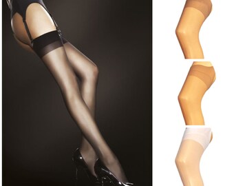 Elasthan 20DEN Strapsstrümpfe S-3XL Justine Strapse Strümpfe Nylons Damenstrümpfe Schwarz, Tan, Weiß, Light Natural