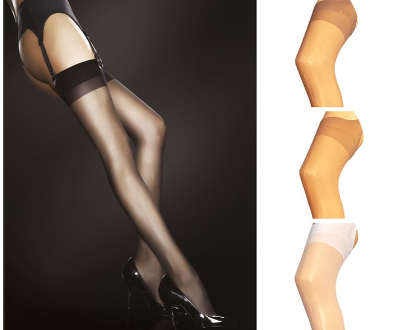 Strapsstrümpfe 20DEN S-3XL Justine Strapse Strümpfe Nylons Damenstrümpfe Schwarz, Tan, Weiß, Light Natural Bild 1