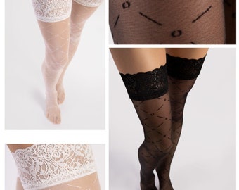 Elegant hold-up stockings 20DEN black white S-L nylon stockings Enchante women's stockings 36-46 nylons