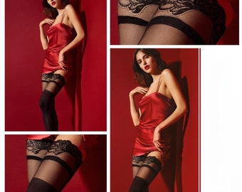 Elegant hold-up stockings 40DEN black S-L Dominique Nylons women's nylon stockings women's stockings fine stockings