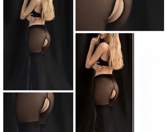 Opaque Ouvert 40DEN tights S-XL Twilight crotch open sheer tights nylons ladies 36-50