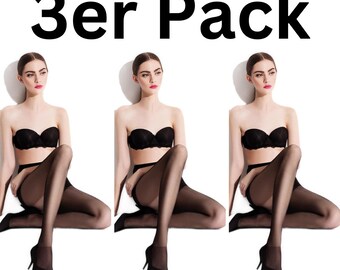 3er Pack Strumpfhose 20DEN S-XXL Nylons Damen Feinstrumpfhose Schwarz Grau Natural Cappuccino Lili