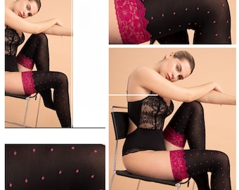 Blickdichte 40DEN Halterlose Strümpfe Schwarz S-XL Volcan Nylonstrümpfe Damen Nylons 36-50