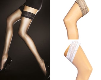 Summer Hold-Up Stockings 8DEN S-L Ladies Edith Elegant Business Sheer Stockings Nylon Stockings Nylons Black White Natural 36-46