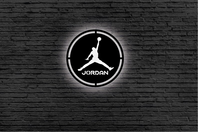 JORDAN Led Sign Lighted Jordan Wall Decor Led Light Frame Basketball Decor Neon Sign Wall Art