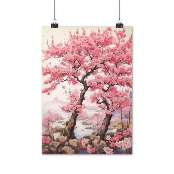 Poster multiple sites, Traditional Japanese Cherry Blossom Painting