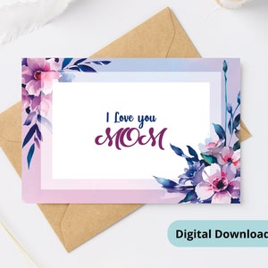 Carte florale « Joyeuse fête des mères » | Jolies cartes de vœux | Carte florale imprimable pour la fête des mères. Belle carte de fête des mères, téléchargement numérique.