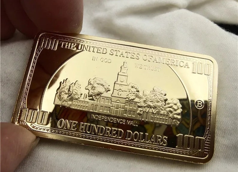 100 In Gold USA 100 Dollar Bullion 24K Gold Bar - Etsy
