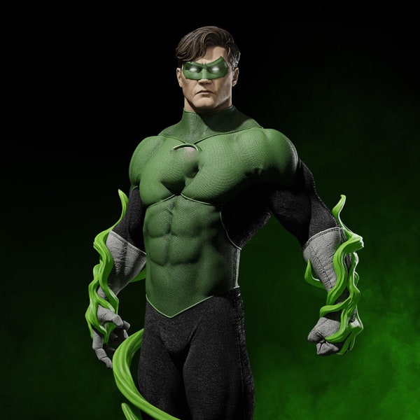 Green Lantern Super Hero Comic STL File Movie Figure Anime Printer, 3D Print Model, Gift, Movie Lover, Game, Custom Comic Figure 3d model