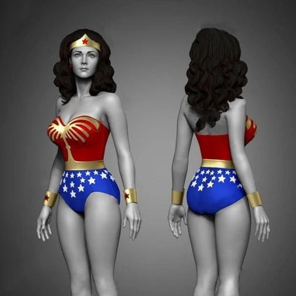 Lynda Wonder Woman 80's Princess Diana Gal Gadot Hero STL File 3D Printer Print Model Gift Movie Lover Game Custom Action Figure 3d model