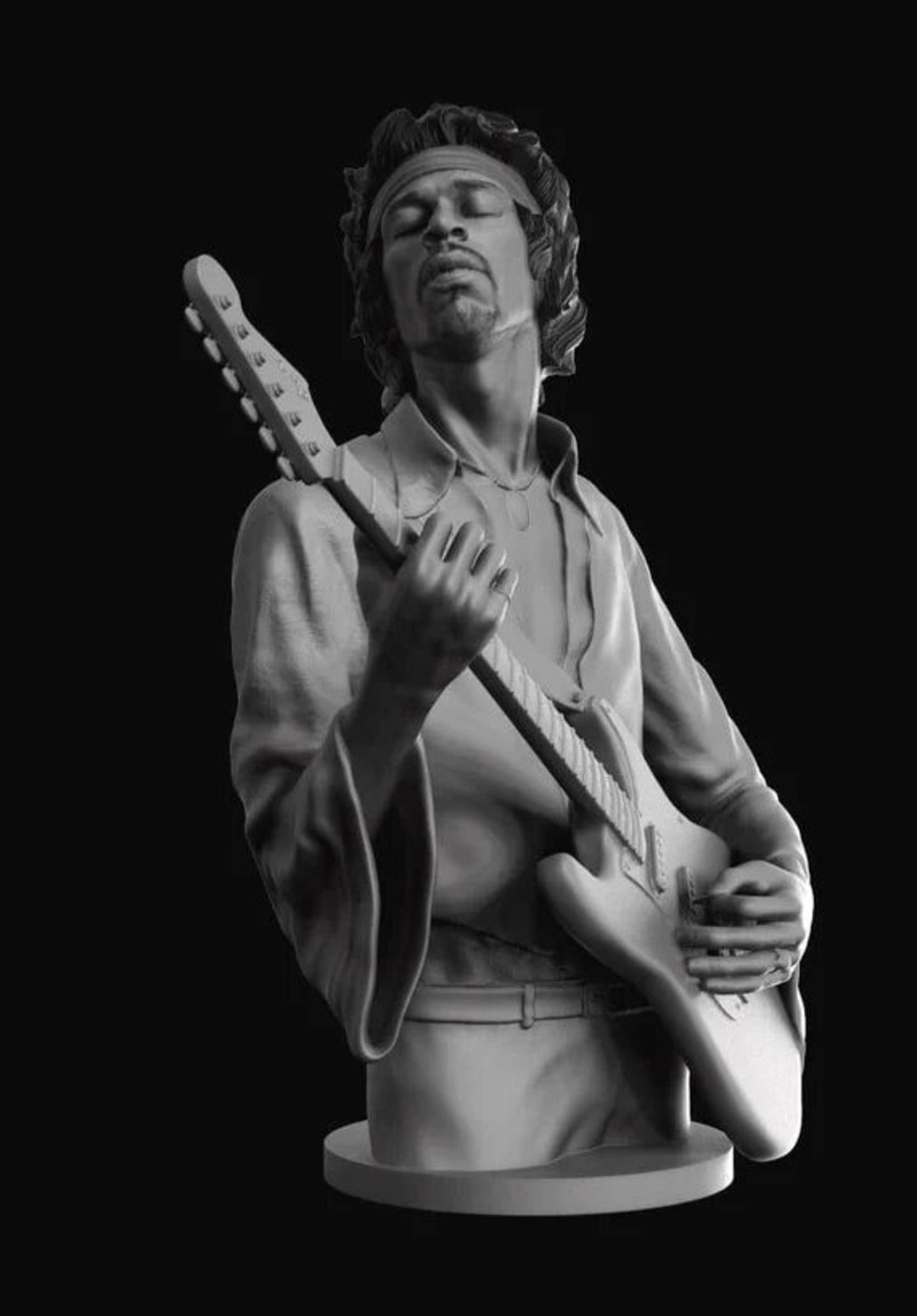 Jimi Hendrix Busto guitarra 3D STL Rock File Printer Leyenda Rey ...