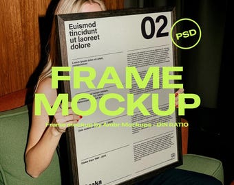 Mockup PSD di cornice grintosa con persona, esposizione di poster editoriale, mockup di cornice per foto in stile street, oggetto intelligente, download immediato
