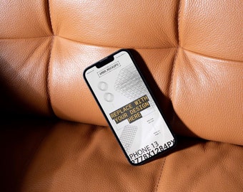 IPHONE 13 MOCKUP - Leather couch interior