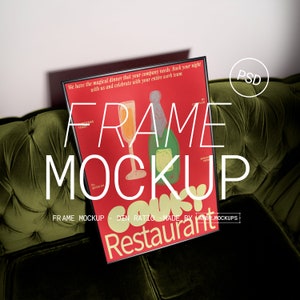 Rahmenmockup | Samt Couch Rahmen Mockup | Farben bearbeitbarer Rahmen Mockup | Poster Mockup | Cocktailbar | PSD Photoshop Photopea Mockup