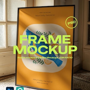 Rustikale Flurrahmen-Vorlage (PSD), Vertikale Posterpräsentation, Vintage-Wanddeko, Smart-Objekt, Digitaler Download