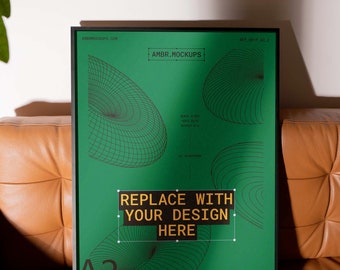 POSTER MOCKUP A2 - Leather couch interior
