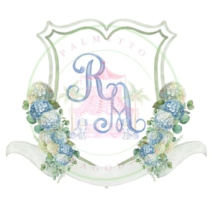 Green Hydrangea Wedding Crest