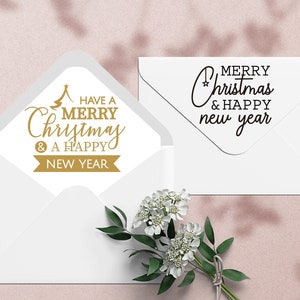 Vrolijke kerststempel, ronde kerststempel, kerststempel, vrolijke kerststempel