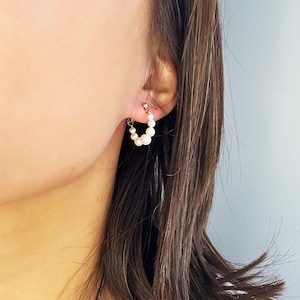 Pearl Hoop Earrings, Freshwater Pearl Earrings, Pearl Hoop Earrings, Bridal Jewelry, Oval Pearl Hoop Earrings, Bridesmaid Gifts