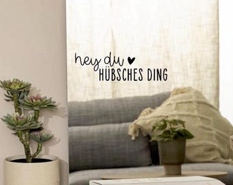 Spiegelsticker | Wandtattoo | Aufkleber Spiegel | Hey du hübsches Ding | schwarz