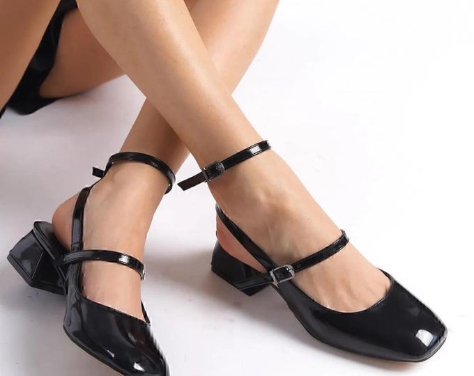Black Patent Leather Mary Jane Heels