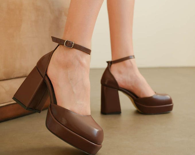 Handmade Wedding Heels: Vegan Leather Bridal Block Heel Pumps