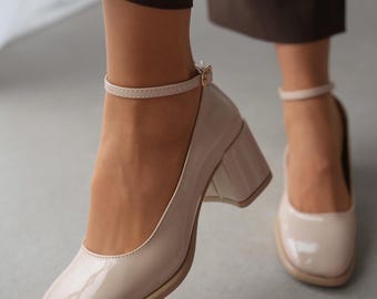 Chic Oval Toe Ankle Lace-Up Shoes – 6cm Thick Low Heel for Comfort & Style | Office to Street Fashion | Chunky Heels