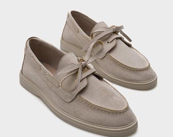 Beige Faux Leather Loafers: Elegant Women's Slip On Shoes