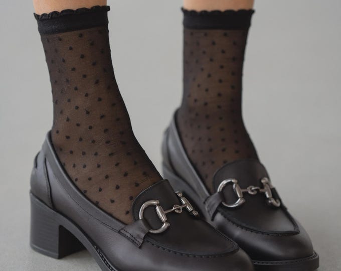 Leather Heeled Loafers • Silver Horsebit, 6cm Block Heel