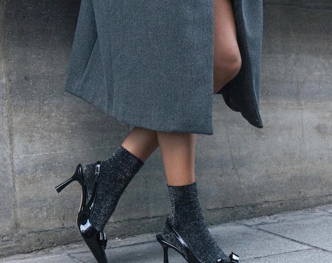 Handmade Patent Leather Bow Stilettos: Ankle Tie Party Heels