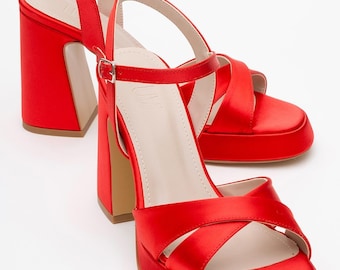 Handcrafted Ivory Satin Wedding Heels: Cross Strap Bridal Shoes