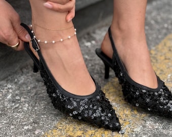 Vintage Archive Prada Early 2000s Black Leather Kitten Heel Mules