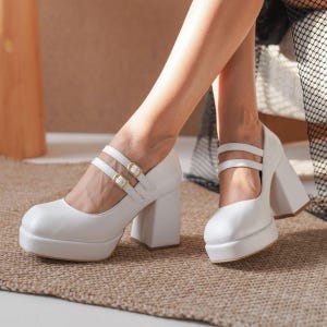 Chaussures de mariée blanches à talons plateforme : design Gaelin à double voie