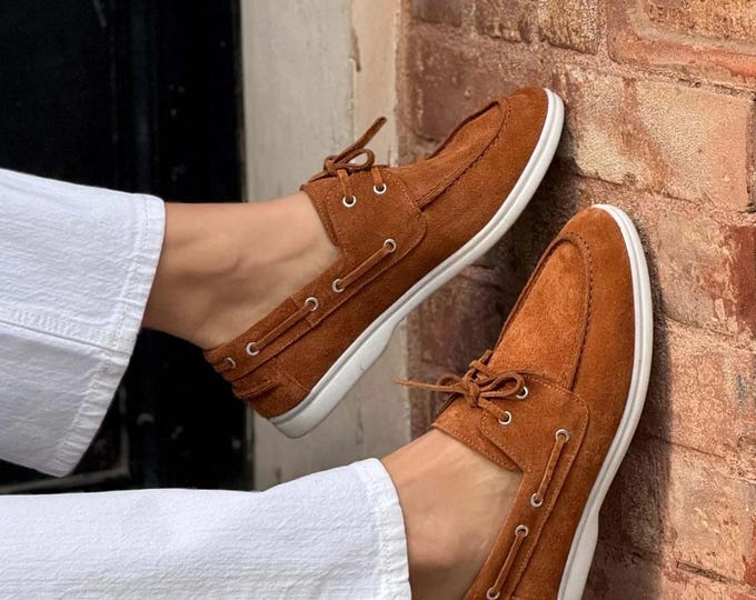 Brown Suede Loafers: Women's Cushioned Boat Shoes