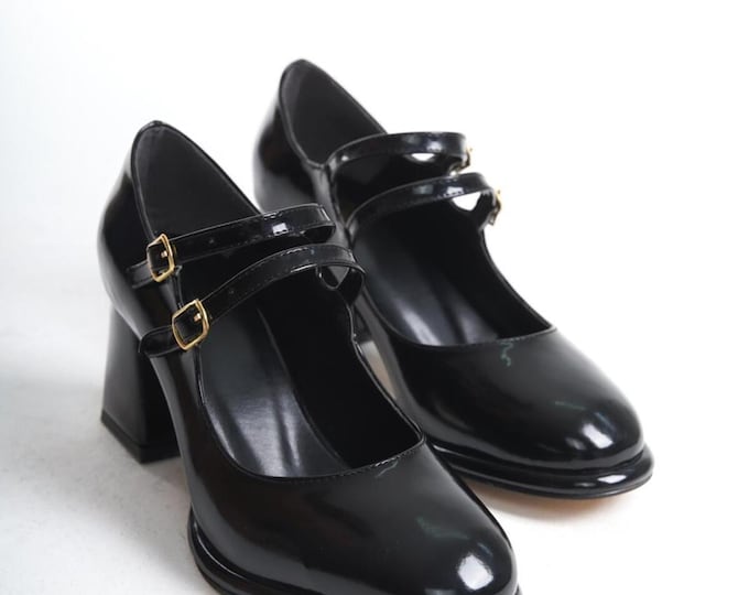 Elegant Women’s Rugan Double‑Buckle Heels, Closed‑Back Dress Shoes