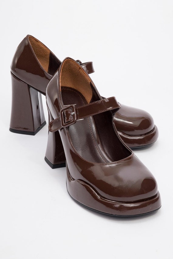 Merceditas Charol Mary Jane Zapatos Merceditas Con Tacon Zapatos