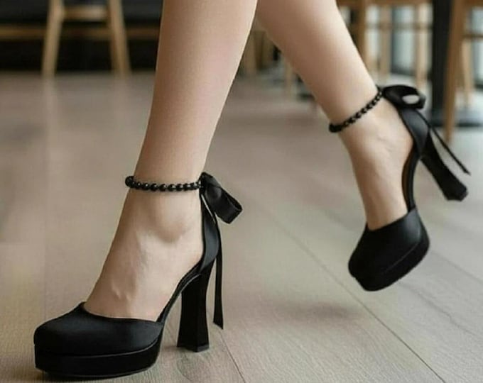 Women’s Pearl Ankle Strap Bridal Heels – Elegant Thin Heel Wedding & Engagement Shoes