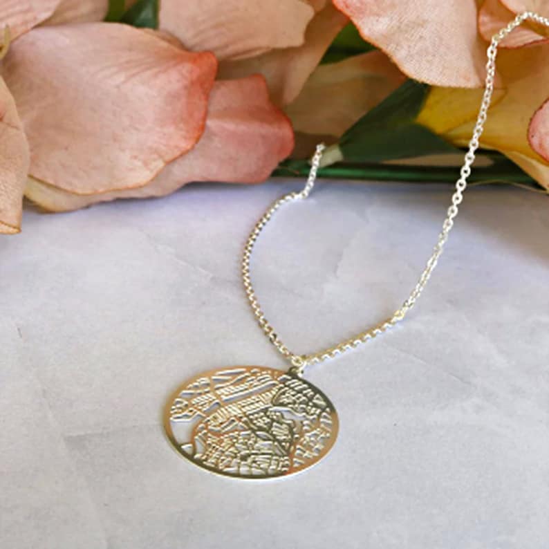 Custom Map Necklace Circle Pendant - Il 794xN.5338145151 5h3m