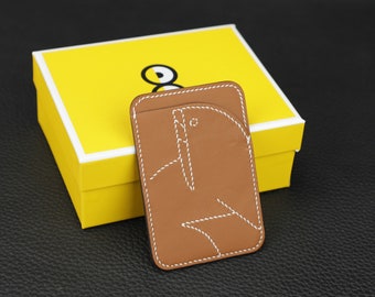 Porte-cartes Magsafe En Veau Swift Coloris Gold.cheval Magsafe