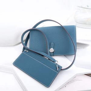 Togo Leather insert with wallet strap for Dogon Long Wallet,wallet strap,change the wallet to shoulder wallet strap